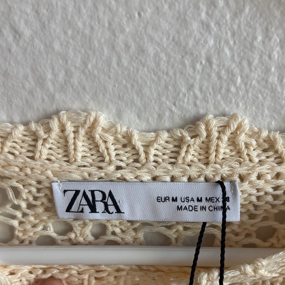 NWT Zara Cream Knit Cropped Top - Picture 2 of 6